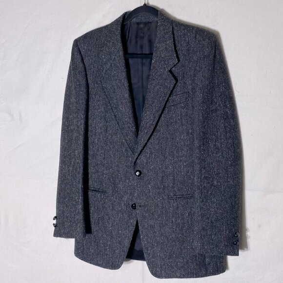 Vintage The Bay Shipley Charcoal Grey Wool Silk Blend Blazer 39R - Picture 2 of 13